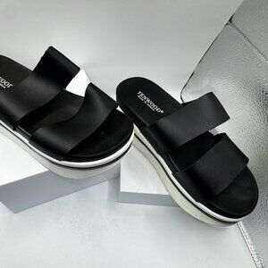 TENWOOD Black Platform Slide Sandals | Chunky Comfort Slides | Made in Korea